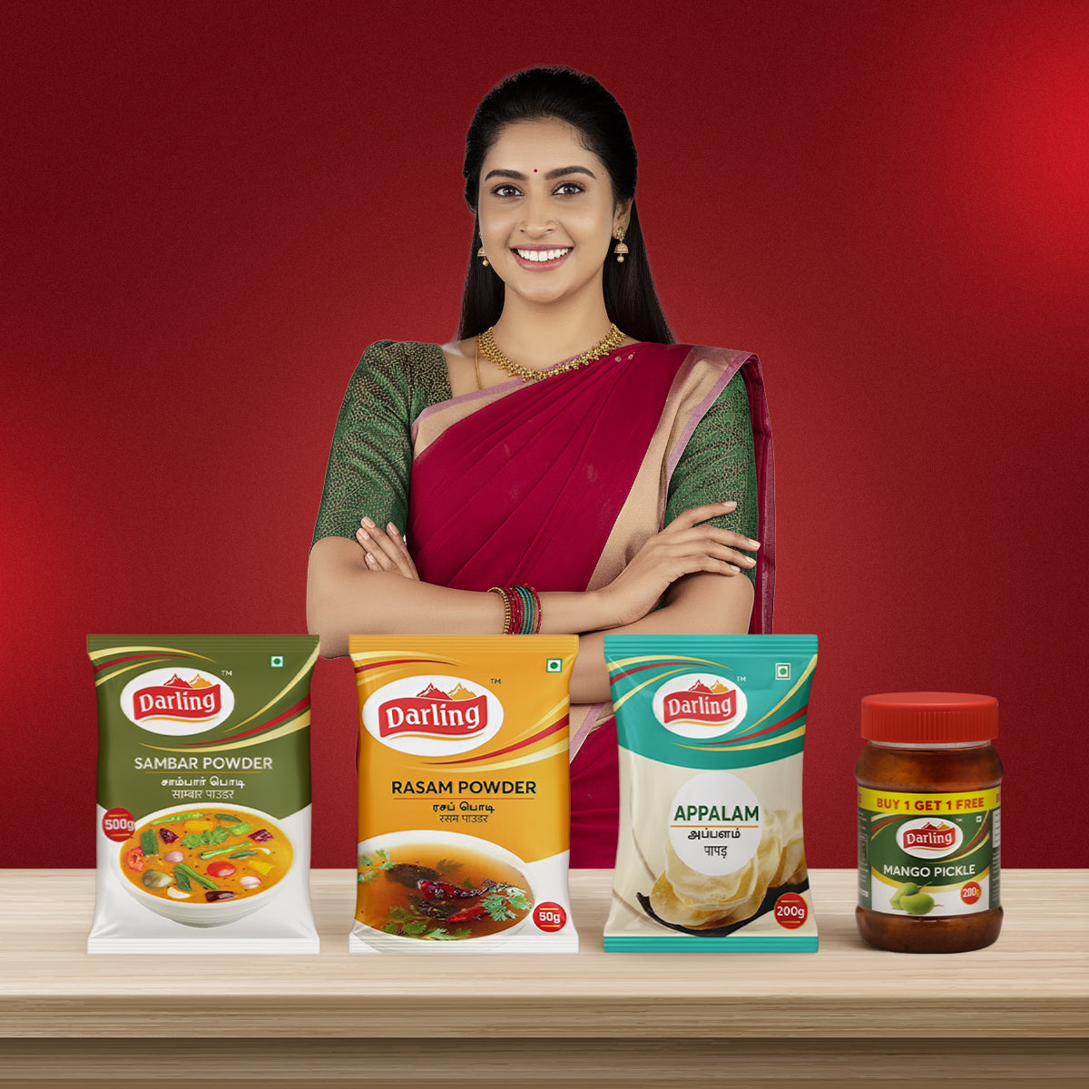 Darling South Indian Spice & Snack Bundle – Sambar, Rasam, Appalam & Mango Pickle