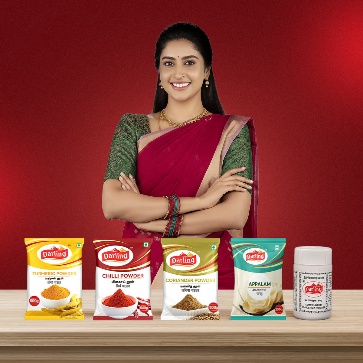 Darling Indian Spice & Snack Bundle – Turmeric, Chilli, Coriander, Appalam & Asafoetida