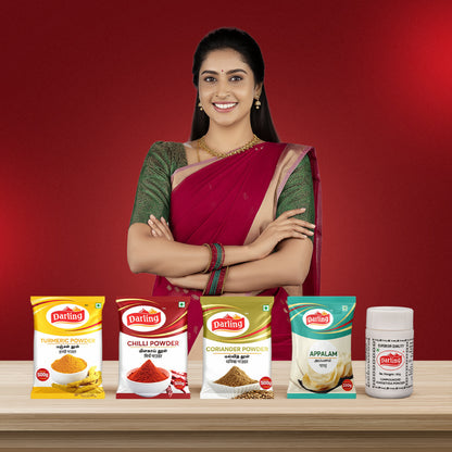 Darling Indian Spice & Snack Bundle – Turmeric, Chilli, Coriander, Appalam & Asafoetida