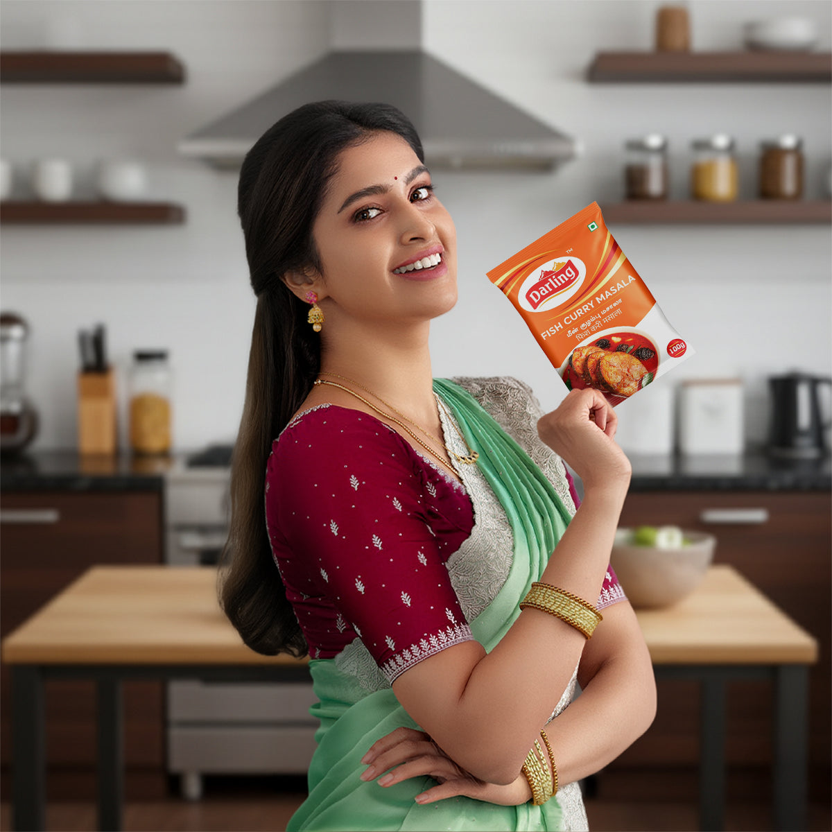 Darling Seafood Spice & Snack Bundle – Fish Fry Masala, Fish Curry Masala, Appalam & Asafoetida